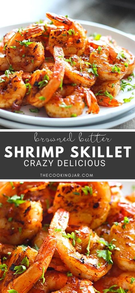 Cast Iron Shrimp Recipes, Seared Shrimp, Shrimp Cast Iron Skillet, Low Sodium Shrimp Recipes, Shrimp Recipes Cast Iron Skillet, Cast Iron Shrimp, Shrimp In Cast Iron Skillet, Brown Butter Shrimp, Easy Casserole Recipes For Dinner Beef