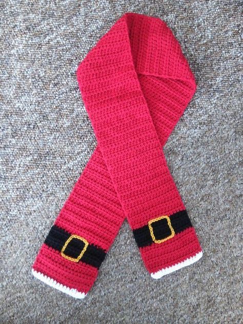 crochet christmas scarves 1 Crochet Christmas Scarf, Secret Yarnery, Christmas Scarf Pattern, Santa Scarf, Scarf Ideas, شال كروشيه, Crochet Xmas, Christmas Clothing, Christmas Scarf