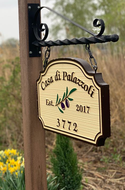 custom carved wood house signs from Art SignWorks Sandblasted Wood, Cedar Posts, Shop Front Signage, House Signs, Custom Carved, Wood House, Wood Post, Wood Beams, House Address