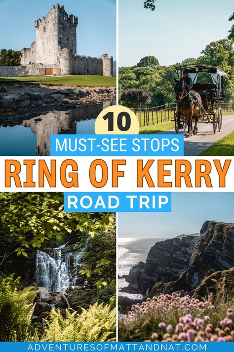 We had the pleasure of experiencing the Ring of Kerry and want to share what we think are the top 10 must-see stops along with some valuable tips and insights to help you make the most of your road trip along the Ring of Kerry. And if you would like a closer look at our experience, be sure to check out our “Driving the Ring of Kerry in a Day” vlog on our YouTube channel! Ring Of Kerry Stops, Ring Of Kerry Ireland, Europe Honeymoon, Coast Of Ireland, Traveling Europe, Europe Holidays, Honeymoon Places, Road Trip Packing, County Kerry