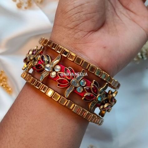 A 3D bloom in crimson hue, 🌺 Red lotus rising, bold and true, 🔴 A symbol of life's endless view. 🌊🌹 . . . Design Code - Nava0084 . . “Get yours now in your favorite color! 🎨✨" . . "Customize bangles with raw silk thread! 🎨💫@nava.neela" . . DM us on Instagram or WhatsApp to 8300830771 . . #navaneela #bangles #silkthreadbangles #silkthreadjewelry #kundanbangles #weddingbangles #bridalbangles #returngifts #festivebangles #southindianbangles #bride #bangleset #weddinginspiration #Indianwedding #b... Thread Bangles Design, Kundan Bangles, Red Lotus, Silk Thread Jewelry, Silk Thread Bangles, Thread Bangles, Bangles Design, Bangles Indian, Bridal Bangles