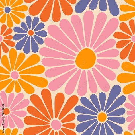 Groovy Daisy Wallpaper, Gods Faithfulness Quotes Scriptures, Jessica Altman, Groovy Doodles, Floral Vector Background, Groovy Daisy, Groovy Flowers, Retro Flower Pattern, 1970s Hippie