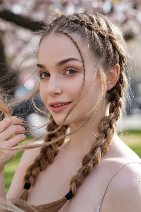 Dive into the enchanting world of braided hairstyles that epitomize the Ulzzang aesthetic! This delightful look combines pretty Dutch braids with flowing curls for a beautiful, effortless vibe. Whether you're dressing up for a casual outing or a special occasion, this hairstyle is versatile and quick to achieve. Perfect for teens and anyone seeking a cute yet elegant style, you'll love how it frames your face. #braidedhairstyles Ulzzang Aesthetic, Hair Front, Ulzzang Style, Dutch Braids, Goddess Braids Hairstyles, Braided Hairstyles For Teens, Front Hair Styles, A Goddess, Dutch Braid