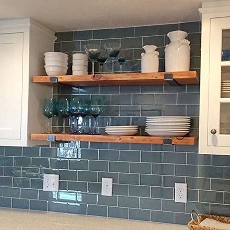 Shelves Above Sink, Kitchen Shelf Brackets, Reclaimed Wood Shelf, Retro Shelves, Kitchen Floating Shelves, Wall Shelves Bedroom, Floating Shelves Kitchen, Basement Reno, Metal Shelf Brackets