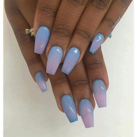 Periwinkle Ombre Nails, Baby Blue And Purple Nails, Lilac And Blue Nails, Periwinkle Nails, Black Ombre Nails, Nails Styles, Blue Ombre Nails, Blue Coffin Nails, Pretty Hurts