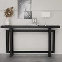 Console Table Behind Couch, Entryway Narrow, Table For Hallway, Table For Entryway, Table Behind Couch, Modern Console Table, High Ceiling Living Room, Behind Couch, Black Console Table