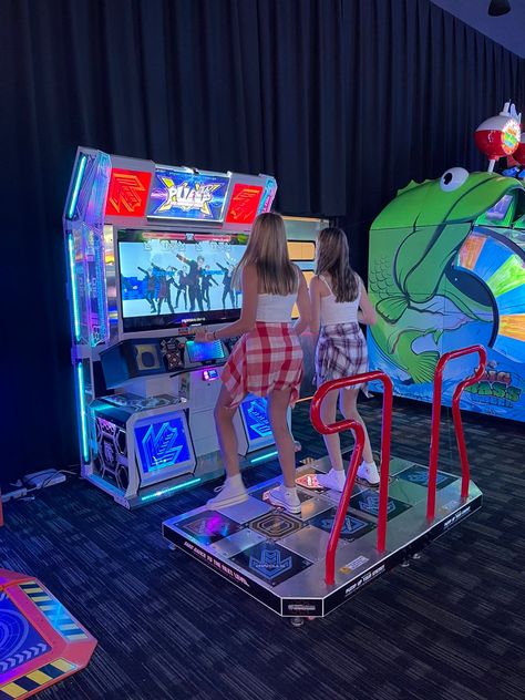 Dance Revolution Arcade, Dance Dance Revolution Arcade, Arcade Dance Machine Aesthetic, Arcade Dance Machine, Dance Arcade Game, Dance Revolution Game, Game Arcade Aesthetic, Dance Dance Revolution Aesthetic, Y2k Arcade