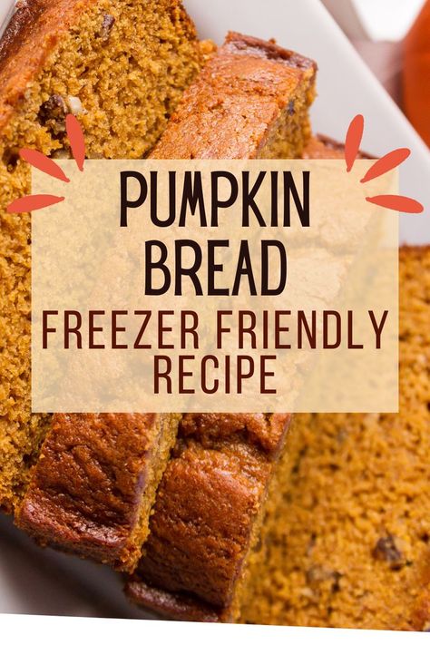 Try this super easy and delicious pumpkin bread recipe! Freezer Prep, Cute Horror, New Recipes For Dinner, Make Ahead Freezer Meals, Pumpkin Bread Recipe, Bread Ingredients, Prep Recipes, Freezer Cooking, Delicious Pumpkin