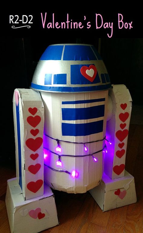 Boy Valentines Boxes Diy, Valentines Robots, Kids Valentine Boxes, Valentines Box, Valentine Mailbox, Valentine Day Boxes, R2 D2, Valentines For Boys, Valentine Box