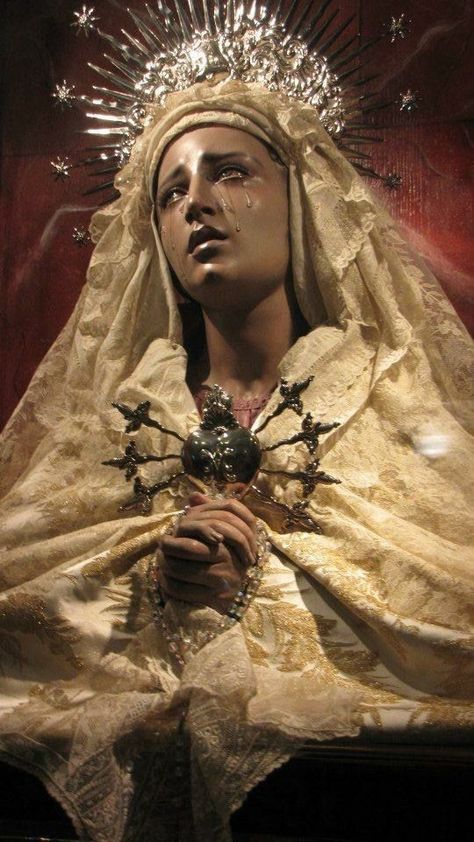 Mary Of Sorrows, Out Lady Of Sorrows, Our Lady Of Sorrows Statue, Our Lady Of Seven Sorrows, Seven Sorrows Of Mary Tattoo, The Seven Sorrows Of Mary, Our Lady Of Sorrows Aesthetic, Sorrowful Heart Of Mary, Our Lady Of Sorrows Tattoo