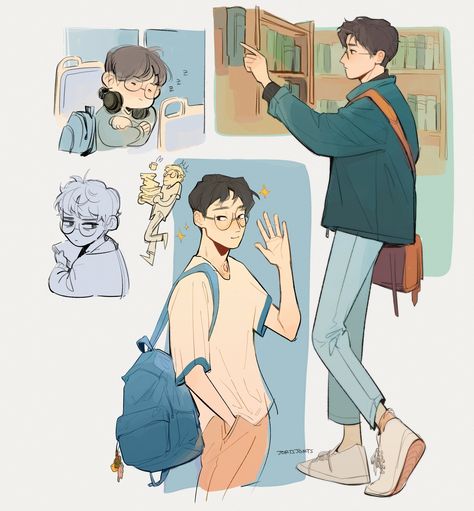 Arte Sketchbook, 영감을 주는 캐릭터, Cute Art Styles, Anime Poses Reference, Boy Art, الرسومات اللطيفة, Art Drawings Sketches, Cartoon Art Styles, Art Reference Poses