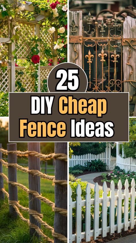 25 DIY Fence Ideas Cheap – The DIY Desire Interior Fence Ideas, Fence Yard Ideas, Creative Garden Fence, Diy Inexpensive Fence, Fences Ideas Front Yard, Rustic Garden Fences, Diy Small Fence Ideas, Simple Fencing Ideas, Diy Backyard Fence Ideas Cheap