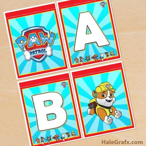 FREE Printable Paw Patrol Alphabet Banner Pack Paw Patrol Banner Printable Free, Paw Patrol Popcorn, Toddler Easter Party, Paw Patrol Printables Free, Free Printable Paw Patrol, Popcorn Box Printable, Paw Patrol Banner, Printable Paw Patrol, Paw Patrol Printables