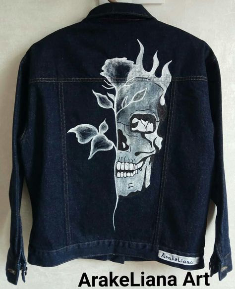 Hand painted denim jacket by ArakeLiana Art for sale Story Drawing, Hand Painted Denim Jacket, Painted Denim Jacket, Painted Denim, Paintings For Sale, Art For Sale, Profile Picture, Denim Jacket, Graphic Sweatshirt