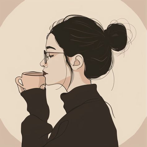 🎨💎Charming Illustrations with Midjourney Prompts: Go to the Link in my Bio📌🔗 Self Portrait Drawing, Charming Illustration, Coffee Illustration, Water Colours, Cafe Art, Quick Crafts, Coffee Girl, Pfp Ideas, Realistic Art