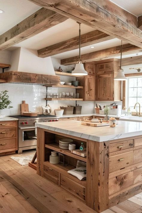 Rustic Style Kitchen, Casa Clean, Rustic Modern Kitchen, Farmhouse Decor Ideas, Style Rustique, Farmhouse Style Kitchen, Kitchen Room Design, Style Kitchen, Dream House Interior