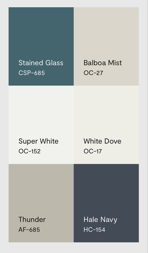 Balboa Mist, Hale Navy, Super White, White Doves, Balboa, Mist, Stain, Navy