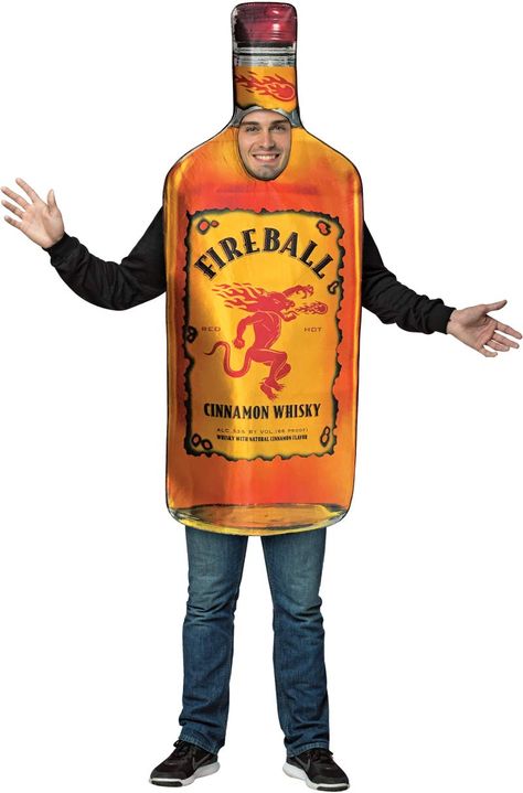 Fireball Costume, Bottle Costume, Fireball Bottle, Great Costume Ideas, Cinnamon Whiskey, Fireball Whiskey, Adult Party Themes, Food Costumes, Easy Costumes