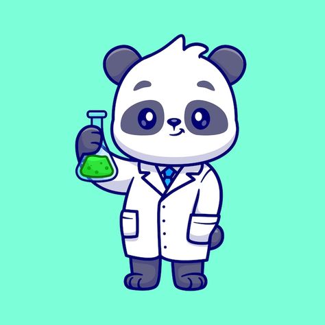 Science Icon Aesthetic, Scientists Illustration, Lab Cartoon, Engineer Cartoon, Science Drawing, Lab Art, Cute Panda Cartoon, Panda Cartoon, 2022 Wallpaper