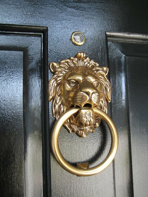 Country House Foyer Tile, Lion Door Knocker, Diy Curb Appeal, Tile Options, Door Knobs And Knockers, Stylish Doors, Brass Door Knocker, Door Knocker, Black Doors