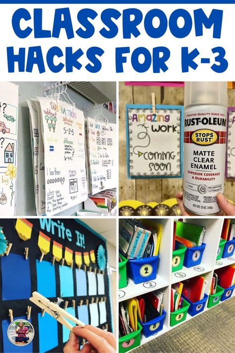 As you head back to school, you may be feeling overwhelmed, but I’m here to help with my best teacher tips to set up your elementary classroom. There are a variety of school supplies that teachers must have like a hot glue gun, dry erase makers, and painters tape that will help with the set up. I also share some of my favorite classroom decor hacks with anchor charts, hanging bulletin boards, and using clothes pins. There are 30 classroom hacks that I share that you are sure to love! Special Education Classroom Setup, Organize Posters, Classroom Library Organization, Classroom Diy, Reading Buddies, Classroom Organization Elementary, Diy Classroom Decorations, Classroom Hacks, Library Organization