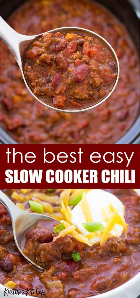 Chilli Recipe Crockpot, Easy Slow Cooker Chili, Best Slow Cooker Chili, Easy Crockpot Meals, Slow Cooker Chili Easy, Recipe With Ground Beef, Slow Cooker Chili Recipe, Healthy Chili, Chili Recipe Crockpot