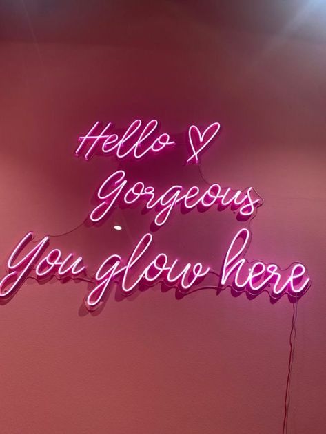 Wallpaper For Makeup Studio, Pink Beauty Salon Decor, Neon Salon Sign, Pink Esthetician Aesthetic, Pink Salon Aesthetic, Beauty Salon Quotes, Pink Esthetician, Makeup Studio Decor, Beauty Room Salon