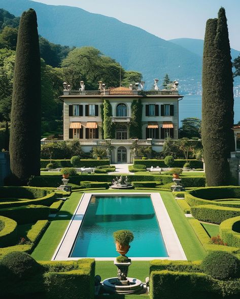 Cloaked in rich tones, a classical masterpiece adorns the serene shores of Lake Como. 🌊 • Designed by;… | Instagram Italy Mansion, Lake Como Villas, Outdoor Living Design, Mansions Luxury, November 8, Home Building Design, Dream House Exterior, Lake Como, Interior Design Studio