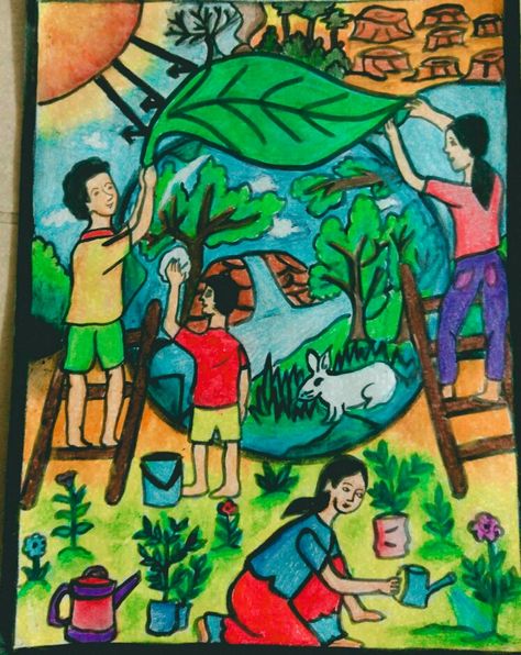 Poster on save earth Kabutihan Panglahat Poster, Pagtatanim Drawing, Life On Land Poster Drawing, Kalikasan Poster Drawing, Pangangalaga Sa Kalikasan Poster, Van Mahotsav Posters Drawing, Kalikasan Poster, Poster On Save Earth, Environment Drawing