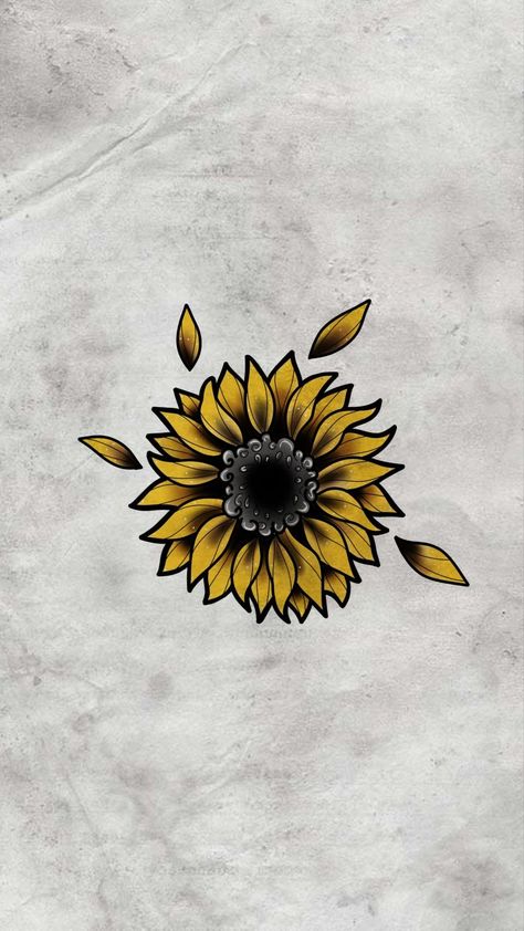 Black And Yellow Tattoo Design, Neo Traditional Sunflower Tattoo Design, Traditional Tattoo Sunflower, American Traditional Sunflower Tattoo, Traditional Sunflower Tattoo, Girasoles Tattoo, Traditional Sunflower, Yellow Tattoo, Colored Tattoo