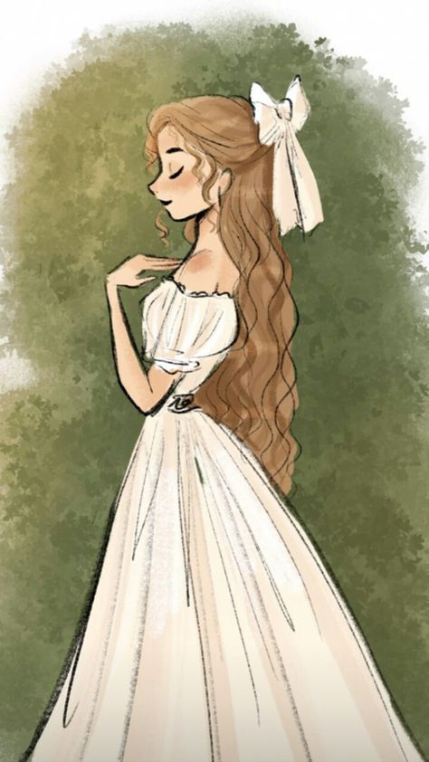 A Drawing, Long Hair, A Woman, Hair, White