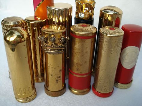 Vintage lipstick collection by suzanneduda, via Flickr.  (Check out the one with the crown second from the left Vintage Parfum, Dream Vanity, Vintage Lipstick, Lipstick Tube, Lip Beauty, Lipstick Case, Vintage Cosmetics, Lipstick Collection, Lipstick Holder