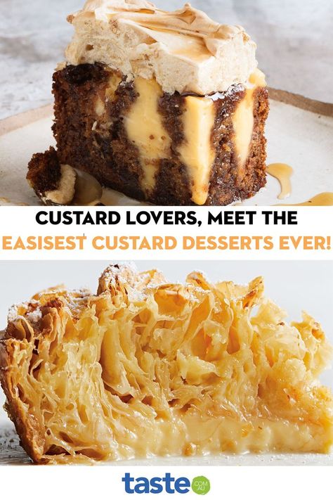 Custard Pudding Desserts, Impossible Cake Recipe, Cake With Custard Sauce, Custard Dessert Recipes, Impossible Cake, Classic Meals, Microwave Mug Cake, Magic Cake Recipes, Custard Cake Recipes