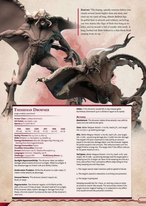 Grotesque Monster, Dnd Horror, Dnd Undead, Homebrew 5e, 5e Monsters, Stat Block, Rpg Monsters, Ocean Monsters, Dungeons And Dragons Rules