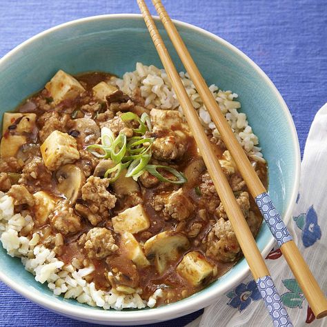 Turkey Ma Po Tofu Quick Easy Dinners For Two, Tofu Turkey, Ma Po Tofu, Easy Dinners For Two, Low Carb High Protein, Protein Dinner, Mapo Tofu, Tofu Recipe, One Pot Dinners