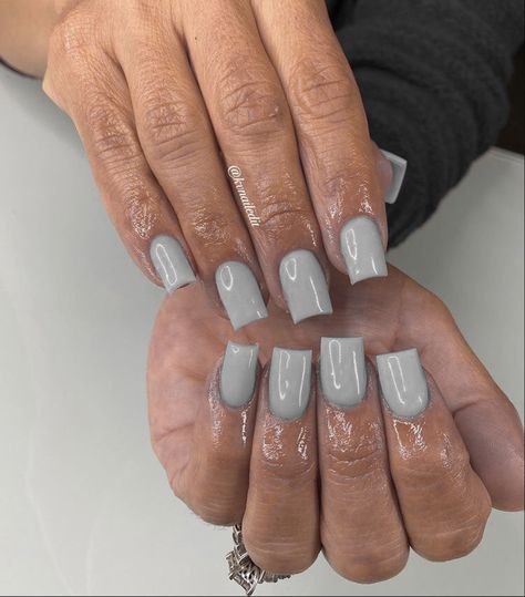 Gray Acrylic Nails Coffin Short, Square Grey Acrylic Nails, Short Grey Acrylic Nails, Square Acrylic Nails Gray, Short Nails Grey, Short Nails Gray, Gray Nails Short, Gray Short Nails, Nails Acrylic Grey Blue