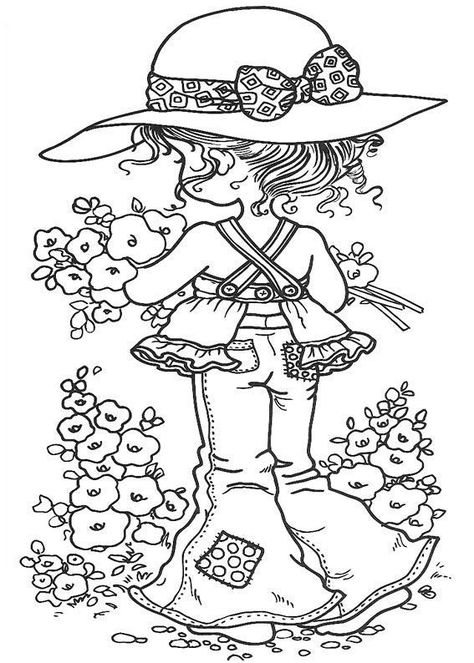 . Sara Key Imagenes, Precious Moments Coloring Pages, Sarah Kay, White Drawing, Digi Stamp, Holly Hobbie, Copic Coloring, Black And White Drawing, Digi Stamps