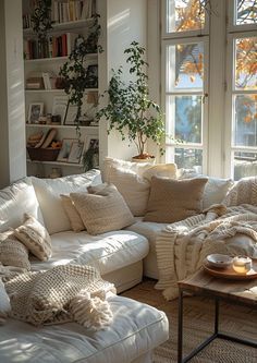 Make An Apartment Cozy, Simple Cozy Interior Design, Cozy White Living Room Ideas, Cozy Lake House Decor, Minimal And Cozy Living Room, Living Room Aethstetic, Spring Room Decor Ideas, Cozy Condo Decor, Vermont Living Room