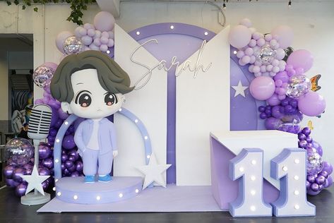 Kpop Themed Birthday Party, Happy Birthday Krishna, Kpop Birthday, Carol Castro, Bts Cake, Army's Birthday, Mom Party, Bts Birthdays, Birthday Balloon Decorations