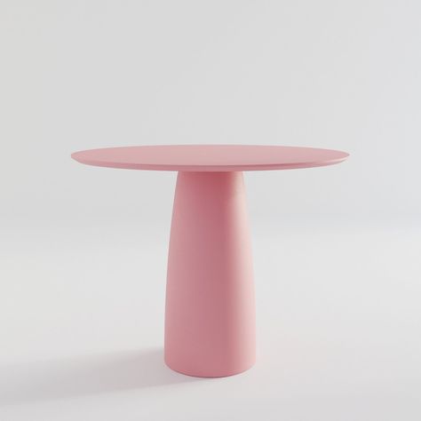 Give your home a feminine touch with this amazing Kopar table. Entirely handcrafted from Kopar and painted in a delicate antique pink color. Crafted with the finest materials, the quality furniture is created in coherence and harmony with the overall design. Features a cylindric base that offers stability and a round tabletop both painted in the same pretty pink color, however, we have different color options or you can order a custom color.  This centerpiece furniture is absolutely breathtaking Pink Kitchen Table, Pink Round Table, Pink Dining Table, Circular Kitchen, Pink Side Table, Barbie Decorations, Pastel Interior Design, Aesthetic Table, Cute Table