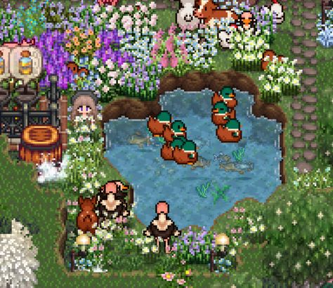 Stardew Layout, Mod Aesthetic, Valley House, Stardew Valley Layout, Stardew Valley, Ducks, House Ideas, Layout, Swimming