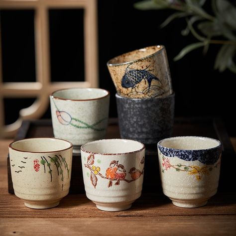 Japanese Ceramic Tea Set, Pottery Painting Coffee & Tea Cups, Japanese Ceramic Bowls, Japanese Pottery Painting, Glaze Designs, Japanese Ceramics Pottery, Japanese Tea Pot, Japanese Cup, Matcha Tea Latte