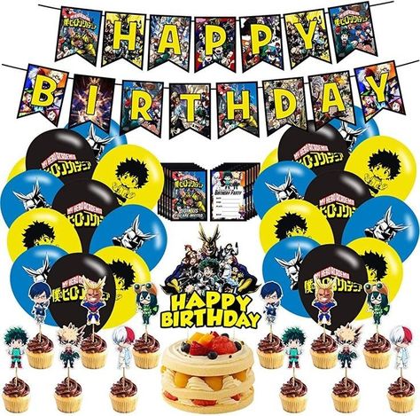 My Hero Academia Birthday Party, My Hero Academia Party, 22 Balloons, My Hero Academia Birthday, Academia Birthday, Academia Tattoo, Hero Birthday Party, Anime Birthday, Paper Flower Ball