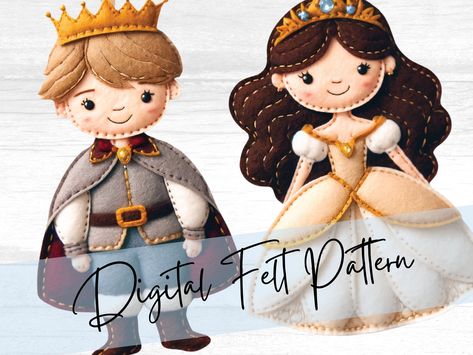 Felt Royalty Pattern - Create Felt Prince, Princess, King, Queen, Lord or Lady for Ornaments or Busy Books Princess And Prince, Lord And Lady, Silent Book, Busy Books, Diy Felt, Felt Board, Fabric Glue, Felt Diy, Busy Book