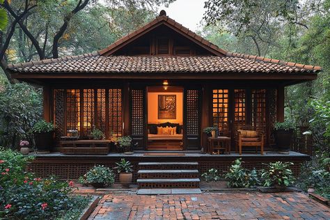 Experience the charm of tradition in every detail! 🌸🏠 This single-floor Indian-style home, with its intricately carved wooden door and lattice windows, invites you into a cozy haven of cultural heritage. Bathed in the soft morning light, it’s a perfect blend of warmth and craftsmanship. ☀️🌿 #TraditionalHome #IndianArchitecture #CulturalHeritage #HomeDesign #Craftsmanship #WarmInteriors #GardenViews #morninglight Indian Farmhouse Design, Carved Wooden Door, Minecraft Inspo, Traditional Houses, Indian Architecture, Green Garden, Indian Style, Farmhouse Design, Morning Light