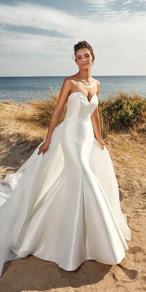 Mermaid Style Wedding Dresses, Dresses For Wedding Party, Dresses Country, Satin Mermaid Wedding Dress, Wedding Dresses Whimsical, Eddy K, Sheath Wedding Gown, Simple Wedding Gowns, Wedding Dress Guide