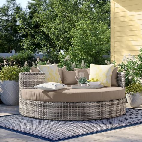 Wade Logan® Avelinn 70'' Resin (All Wearther) Wicker/Rattan Outdoor Patio Daybed & Reviews | Wayfair Outdoor Round Daybed, Outdoor Daybed Ideas, Daybed Ideas, Outdoor Patio Daybed, Patio Daybed, Outdoor Loungers, Rattan Outdoor, Outdoor Daybed, Event Ideas