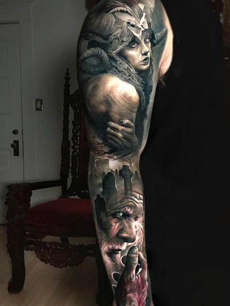 Arlo Tattoo, Arlo Dicristina, Scottish Tattoos, Geniale Tattoos, Bad Tattoos, Full Sleeve Tattoos, 3d Tattoos, Arm Sleeve Tattoos, Full Sleeve Tattoo