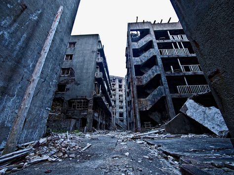 deserted city | abandoned, buildings, city, deserted, ghost town, trashed - inspiring ... Battleship Island, Hashima Island, Urban Island, Continents And Countries, Desert Places, Abandoned City, Abandoned Cities, Scary Places, Skyfall