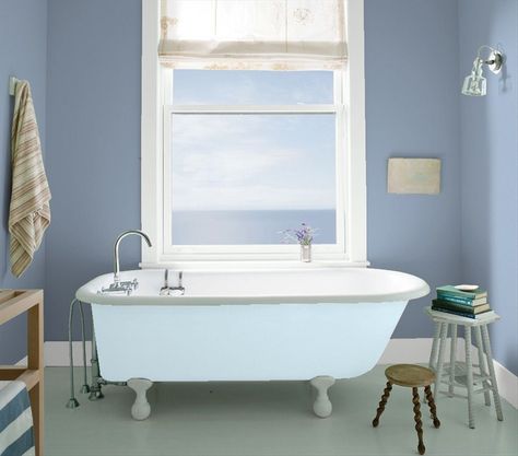 Oxford Gray 2128-40 | Benjamin Moore Palladian Blue Benjamin Moore, Pastel Bathroom, Best Bathroom Paint Colors, Makeover Kamar Mandi, Bathroom Wall Colors, Best Blue Paint Colors, Palladian Blue, Best Interior Paint, Bathroom Paint